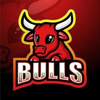 création de logo esport mascotte taureau rouge vecteur