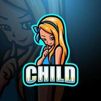 création de logo esport mascotte enfant fille vecteur