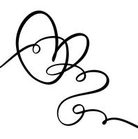 Signe d&#39;amour coeur dessiné à la main. Vecteur de calligraphie romantique de la Saint-Valentin. Symbole d&#39;icône Concepn pour t-shirt, carte de voeux, mariage affiche. Illustration d&#39;élément plat design