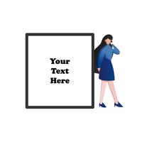 Femme à l&#39;aide de son téléphone intelligent avec un espace vide pour le texte. Technologie moderne et concept de mode de vie de gens d&#39;affaires. Vector illustration design plat de caractère.