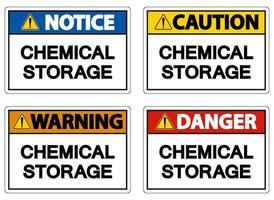 Signe de stockage de produits chimiques de l'étiquette sur fond blanc vecteur