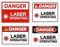 Signe de sécurité danger laser fonctionnant sur fond blanc vecteur