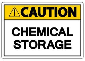 Attention signe de stockage de produits chimiques sur fond blanc vecteur