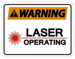 Panneau de sécurité d'avertissement fonctionnant au laser sur fond blanc vecteur