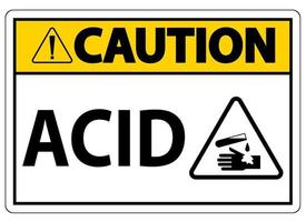Panneau d'avertissement d'acide de l'étiquette sur fond blanc vecteur
