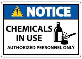 Remarquez les produits chimiques utilisés signe symbole sur fond blanc vecteur