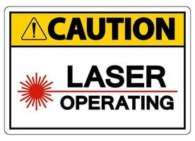 attention signe de sécurité fonctionnement laser sur fond blanc vecteur