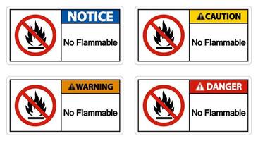 Avertissement aucun signe de symbole inflammable sur fond blanc vecteur