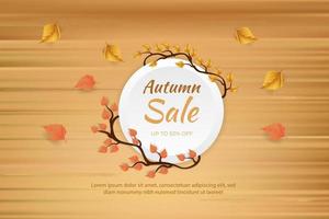 mise en page de fond de vente d'automne décorer avec des feuilles pour faire du shopping vente ou affiche promotionnelle et dépliant de cadre ou bannière web. modèle d'illustration vectorielle vecteur