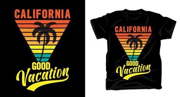 californie bonnes vacances avec typographie vintage palm pour t-shirt vecteur