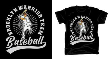 illustration de joueur de baseball et conception de t-shirt de typographie vecteur