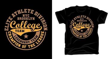 conception de t-shirt typographie équipe universitaire vecteur