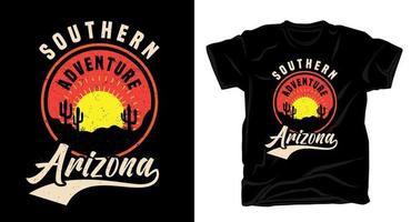 typographie du sud de l'arizona avec un design de t-shirt désert et coucher de soleil vecteur