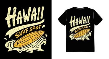 typographie de spot de surf hawaii avec illustration de conception de t-shirt vecteur