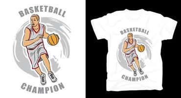 illustration de joueur de basket avec un design de t-shirt de typographie vecteur