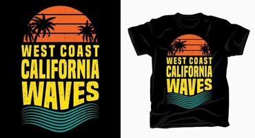 conception de typographie vagues de la côte ouest de la californie pour t-shirt vecteur