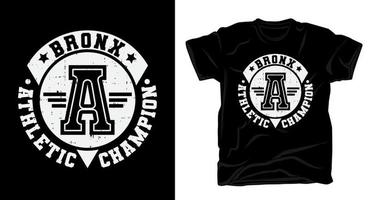 conception de t-shirt de typographie de champion athlétique du bronx vecteur