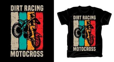 typographie de motocross de course de terre avec un design de t-shirt vintage de cavalier vecteur
