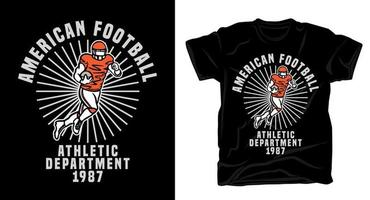 joueur de football américain avec un design de t-shirt de typographie vecteur