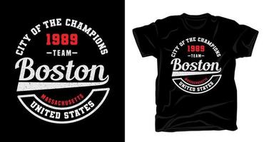 conception de t-shirt typographie équipe boston vecteur