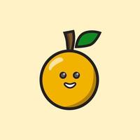 dessin animé mignon de fruits orange smiley. vecteur