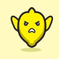visage en colère conception de dessin animé de fruits de citron mignon. vecteur