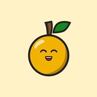 dessin animé mignon de fruits orange sourire heureux. vecteur