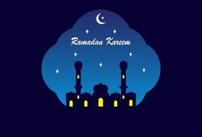 conception de bannière ramadan kareem de couleur bleu foncé. conceptions de cartes de voeux ramadan kareem. vecteur