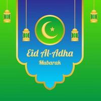 conception de voeux eid al-adha avec la couleur verte. illustration de la mosquée dans le style de la silhouette. dessins pour affiches et salutations. vecteur