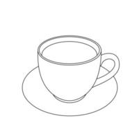 ligne d'illustration dessinant une tasse de café ou de thé bien chaud. tasse d'espresso de café fort italien ou américain. concept de petit-déjeuner ou vintage. bonne journée. isolé sur fond blanc vecteur