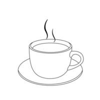 ligne d'illustration dessinant une tasse de café ou de thé bien chaud. tasse d'espresso de café fort italien ou américain. concept de petit-déjeuner ou vintage. bonne journée. isolé sur fond blanc vecteur