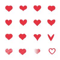 Ensemble d&#39;icônes de coeur rouge. Concept d&#39;amour et romantique. Notion de couple et d&#39;amoureux. Thème de la Saint Valentin. vecteur