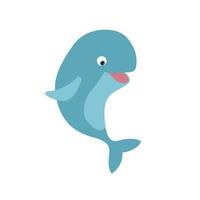 baleine souriante de dessin animé. animaux de la vie marine. modèle pour autocollants, baby shower, cartes de voeux et invitation. vecteur