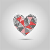 Vecteur abstrait forme coeur polygone rouge et gris