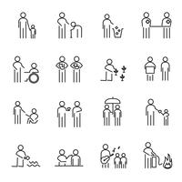 Responsabilité sociale des entreprises mince ligne icon set vector. Projet de charité RSE pour aider le concept du monde et des gens. Thème de signe et de symbole. Fond blanc isolé Illustration vecteur