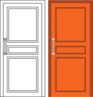 illustration graphique vectoriel de la vue de face d'une porte unique adaptée à la conception de votre maison et à la conception d'affiches à la maison sur les travaux architecturaux