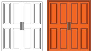 illustration vectorielle de la vue de face de la porte double adaptée à la conception de votre maison et à la conception d'affiches à la maison sur des travaux architecturaux vecteur