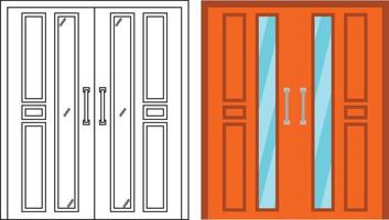 illustration vectorielle de la vue de face de la porte double adaptée à la conception de votre maison et à la conception d'affiches à la maison sur des travaux architecturaux vecteur