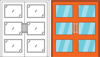 illustration vectorielle de la vue de face de la porte double adaptée à la conception de votre maison et à la conception d'affiches à la maison sur des travaux architecturaux vecteur