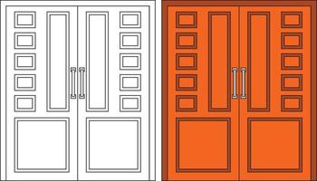 illustration vectorielle de la vue de face de la porte double adaptée à la conception de votre maison et à la conception d'affiches à la maison sur des travaux architecturaux vecteur