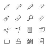 Papeterie fine ligne icon set vector. Retour à l&#39;école et salle de classe des étudiants. Thème d&#39;icônes fine ligne et contour. Fond blanc isolé vecteur