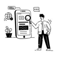 télécharger le vecteur de recherche d'informations avec illustration dessinée à la main