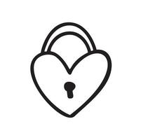 icône d'amour vecteur de verrouillage coeur dessiné à la main pour la saint valentin. élément pour le concept mobile et la conception web. cadenas en forme de coeur verrouillé saint valentin. symbole, logo illustration graphique