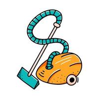 aspirateur dessiné à la main, icône doodle sur le thème du service de nettoyage. illustration vectorielle isolée sur fond blanc vecteur