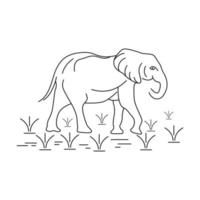 logo de contour d'éléphant vecteur