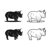 logo rhinocéros noir vecteur