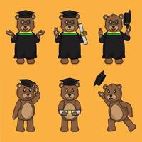 jeu de dessin animé ours en peluche mignon dans différentes poses de célibataire vecteur