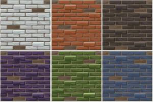 définir l'arrière-plan transparent du vieux mur de briques. collection de textures de briques de couleurs différentes. mur de pierres d'illustration vectorielle. modèle sans couture vecteur