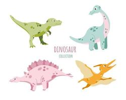 collection de vecteurs de dinosaures de dessin animé mignon. collection de dinosaures de dessin animé, reptile préhistorique vecteur
