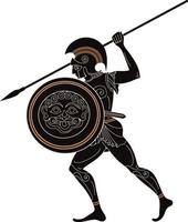 guerrier de la grèce antique.poterie à figures noires.bannière de la scène grecque antique. vecteur